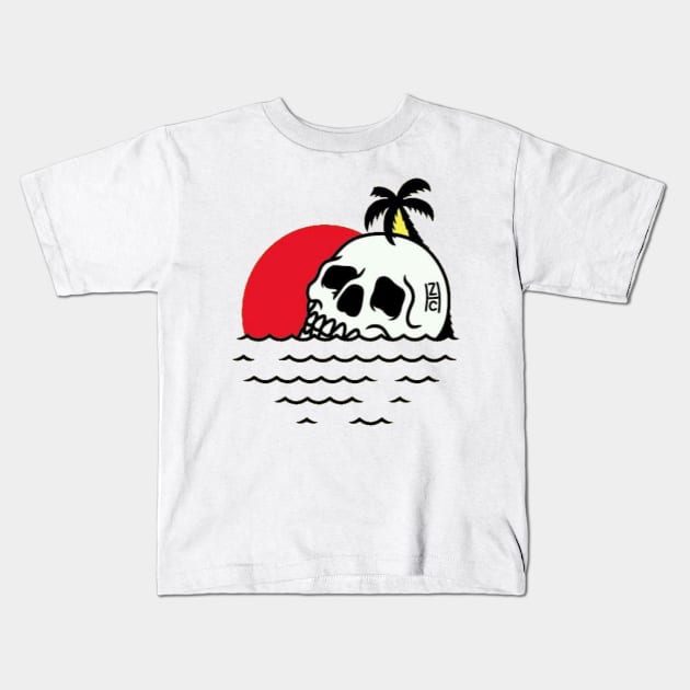 Skull island Kids T-Shirt by OldSchoolRetro